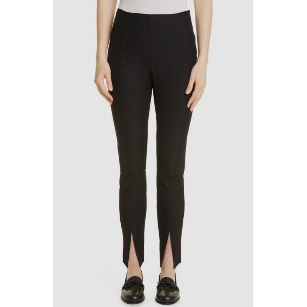 Toteme Womens Skinny Slit Designer Trouser Black High Rise Linen Blend Pant 38 6